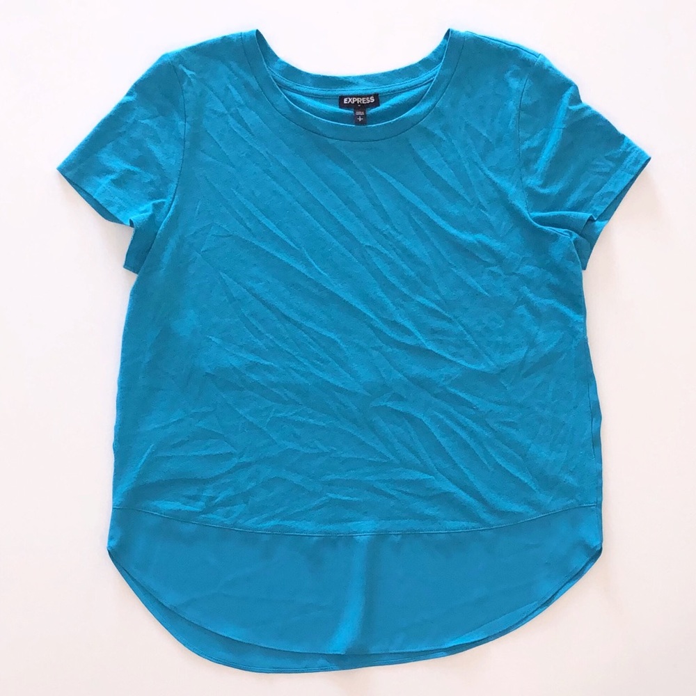 NWOT Express Sheer Bottom Teal T Shirt S